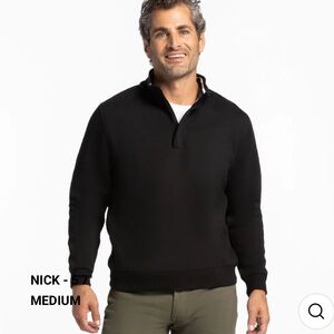 Ash & Erie Men’s Quarter Zip Black Casual Sweatshirt SZ M